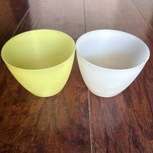 Vintage Tupperware Snack Bowls Set of 2 Yellow & White 6oz